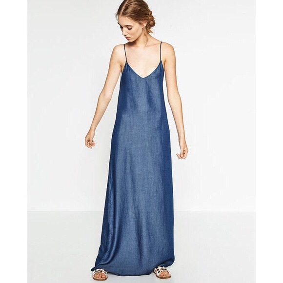Zara Dresses & Skirts - Zara denim long dress size xs